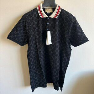 Mens polo shirt wool and cotton short sleeve